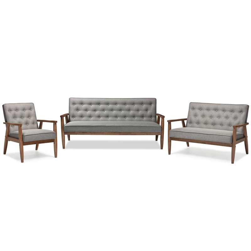 Zipcode Design Zoee 3 Piece Wood Frame Living Room Set & Reviews Wayfair